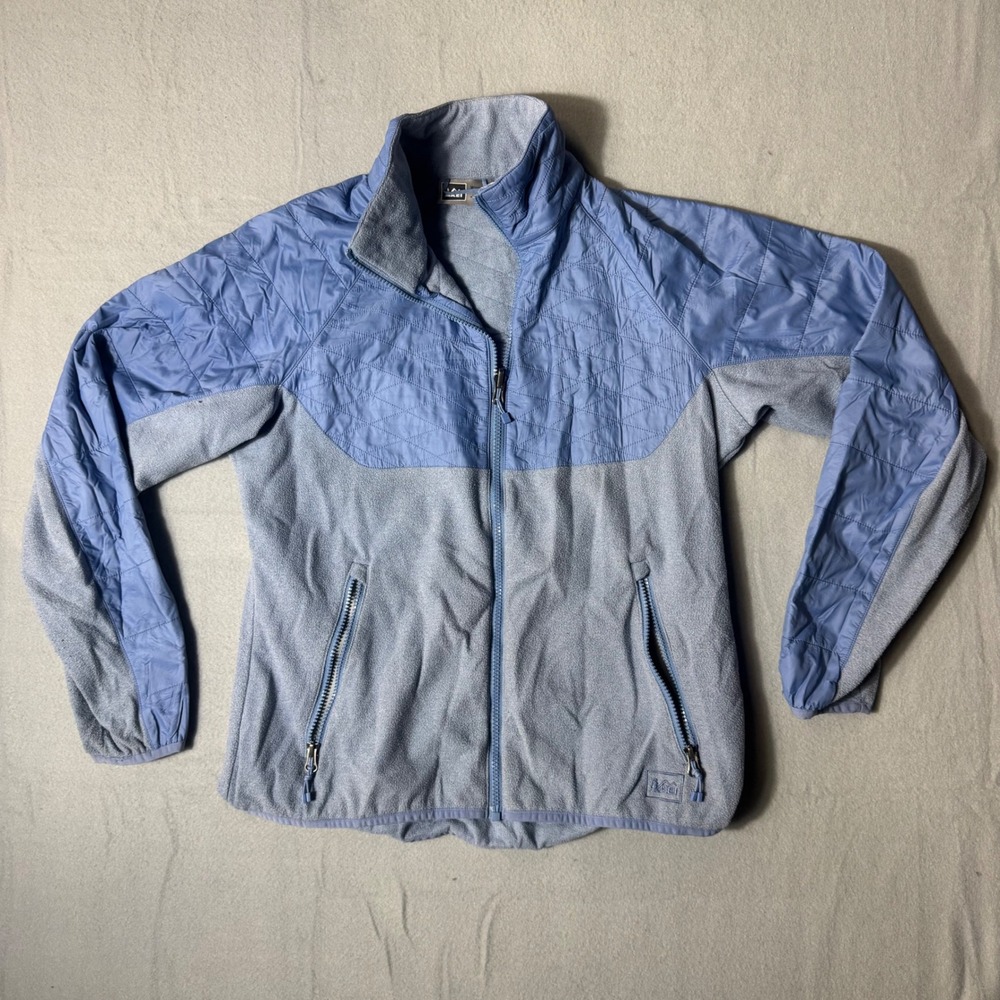 REI Co-op Womens Blue Hybrid Quilted Fleece Full Zip Jacket L RN 37249